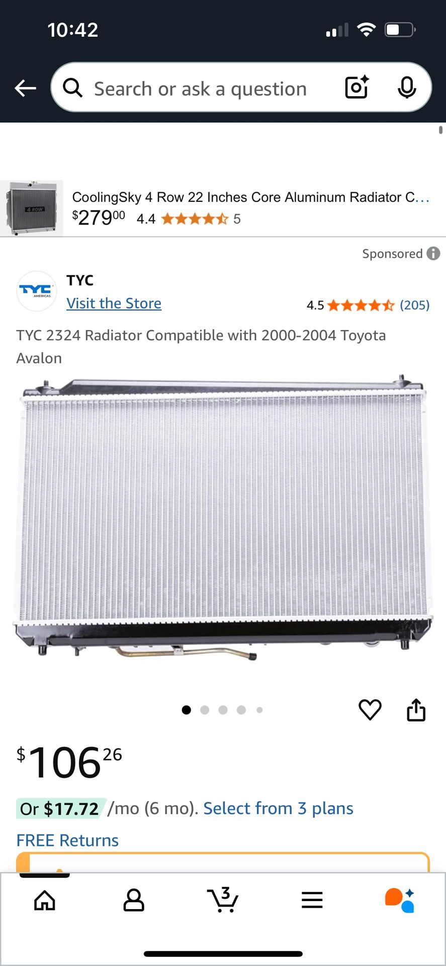 2000-2004 Toyota Avalon Radiator