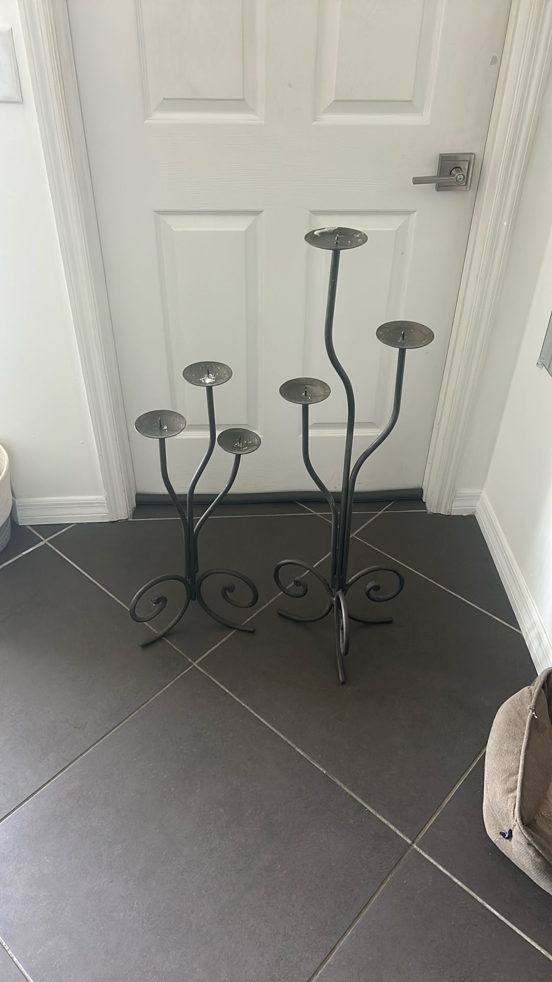Two Iron Candle Holders