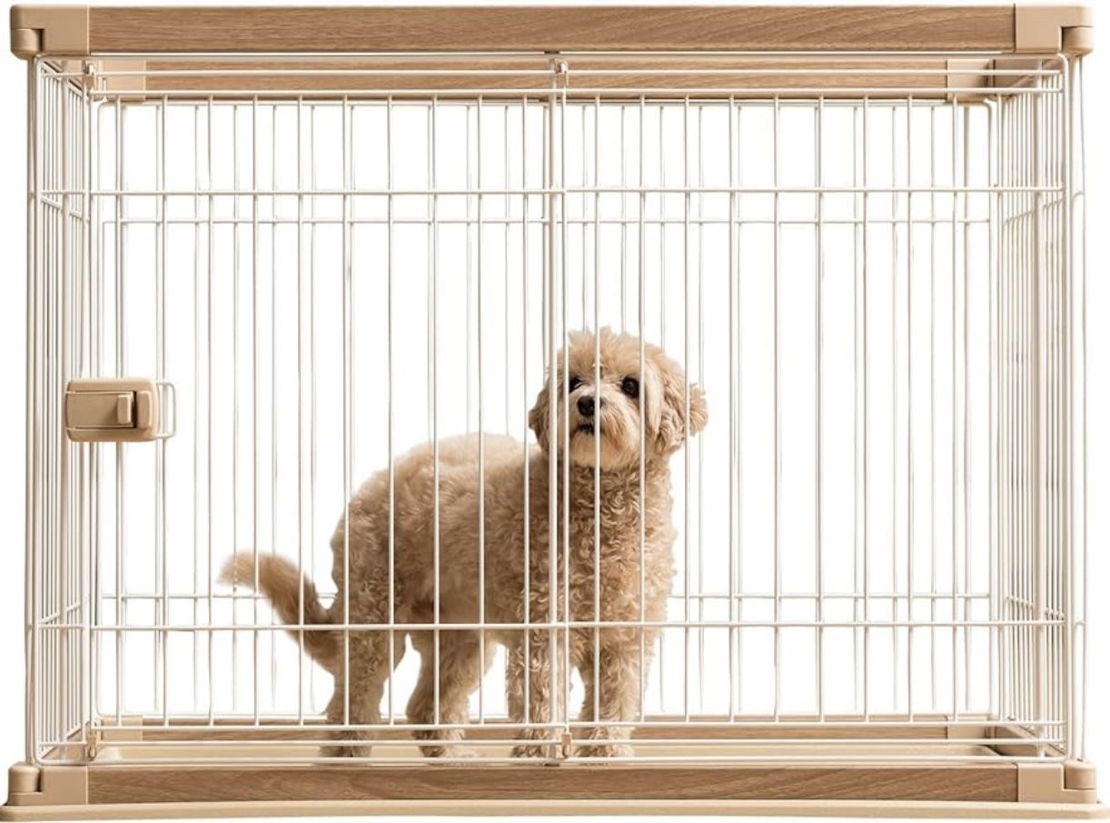 IRIS USA, Medium, Light Brown, Dog Kennel 