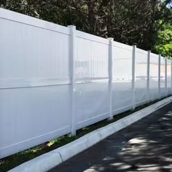 Eight FT High White Vinyl Fence Full Privacy Swimming Pool Front Yard Back Yard 