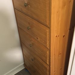 Antique real wood 5-drawer dresser