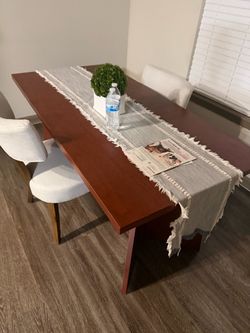 Cherry Wood Rectangular Dining Table with 2 chairs