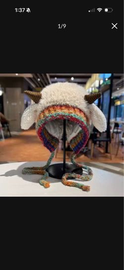 Novelty Knit Hat with Horns and Ears