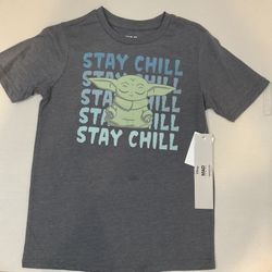 NWT Kids T-shirt Baby Yoda Stay Chill, M(8) 