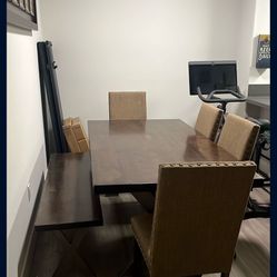 Dining Table, 4 Chair, and Bench 