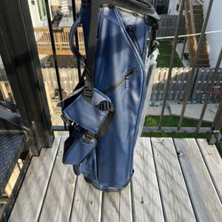 Brand New Taylormade FlexTech Carry Premium 3 way Stand Bag Navy Leather Golf Bag