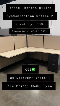 Herman Miller Ao2 Cubicles 6x6x53