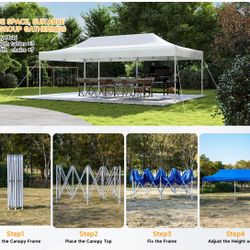 10x20ft Pop up Canopy Tent Without Sidewall Ez Up Commercial Outdoor Canopy Wedding Party tents for Parties All Season Wind & Waterproof.