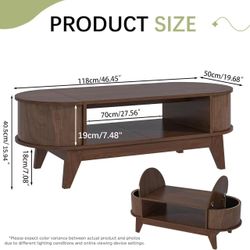 🥨Coffee Table with Storage,Mid Century Modern Coffee Tables with 2 Flip-Top Hidden Lids,Fluted Coffee Table,Wood Center Tables for Living Room Home