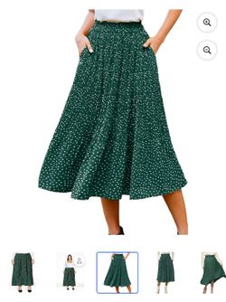 2xl Green pleated Polka Dot skirt w/ pockets