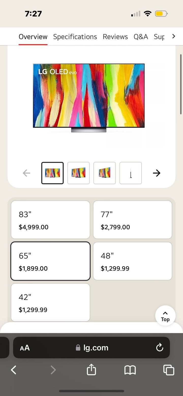 $800 LG 65' C2 4k oled eveo