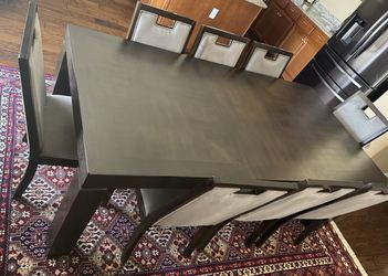 Brown Complete Dining Set 1 Table 8 Chairs