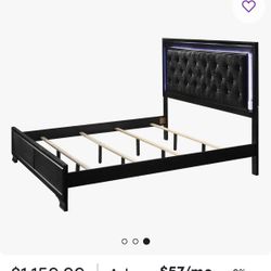 🔥 BRAND NEW King Size LED Bed Frame – Black Tufted Headboard 🔥