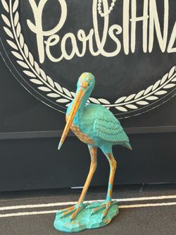 Teal Polystone Distressed Bird
