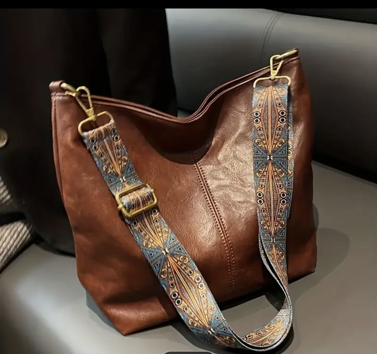 Chic Summer 2024 Large Capacity Faux Leather Bucket Bag with Wide Strap - Versatile Crossbody for Women, Available in Deep Brown/