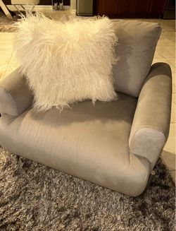 Oversized Accent Chair Light taupe Fabric