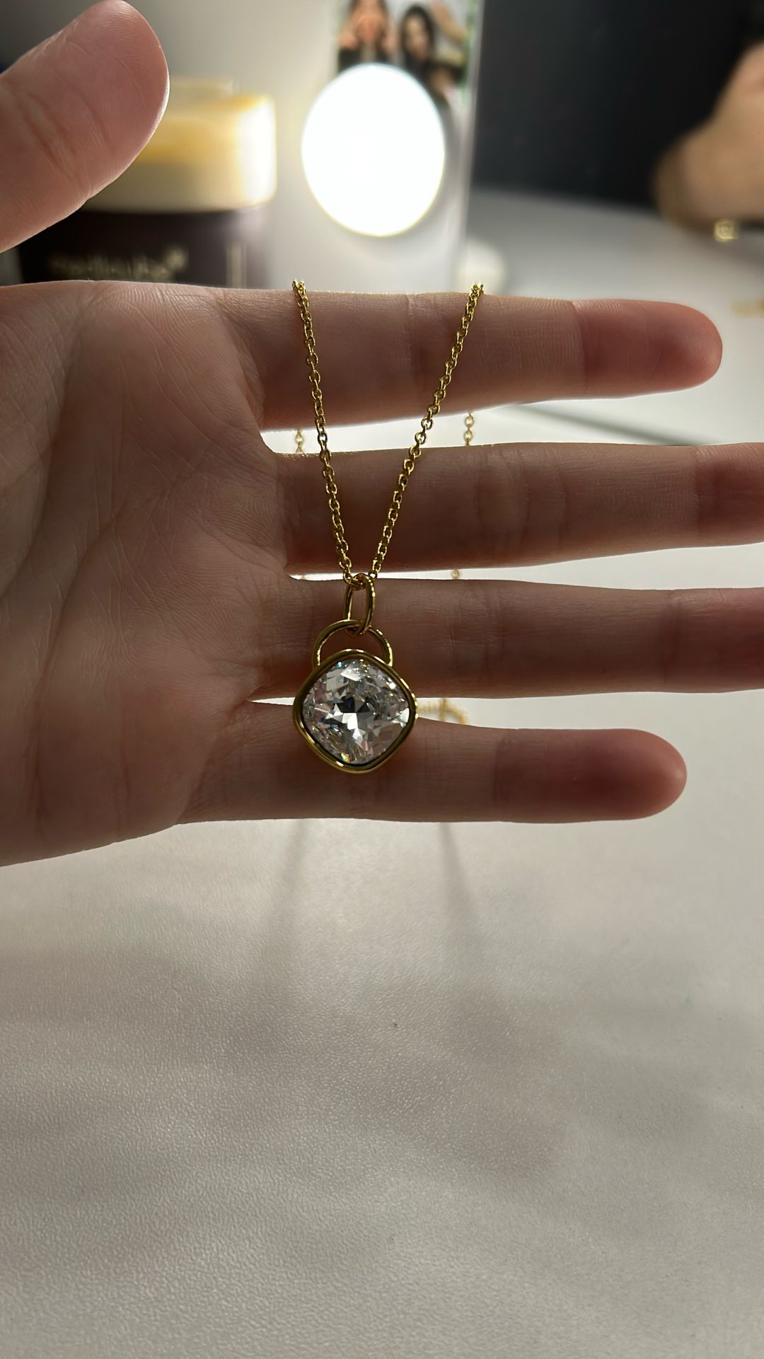 Gold Necklace W/ Big Diamond