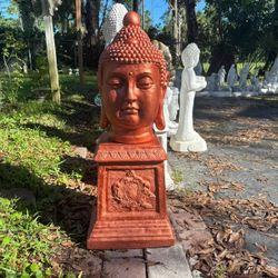 Concrete Buddha Head And Pedestal
