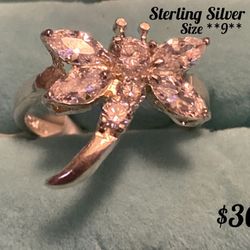 STERLING SILVER RING FIREFLY SIZE **9**