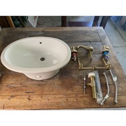 Ceramic Sink with Solid Brass Hardware Included