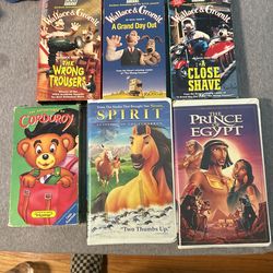 Wallace and Gromit, spirit, the Prince of Egypt, corduroy VHS