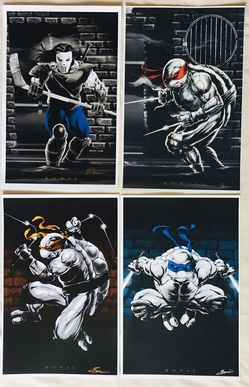 Lot 4 COMIC CON TMNT NINJA TURTLES ACTION FIGURE Signed ART PRINT •• Not Poster Size ••