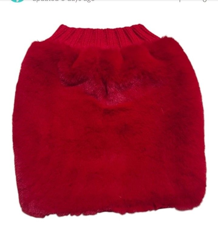 Offleash By Aerie Faux Fur Red Dog Sweater Size X-Small