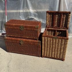 Vintage Asian Style Wicker 3 Pieces