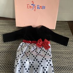 Emily Rose doll black/white and red holiday dress Fits any 18 in dolls