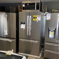 Bosch French Door Refrigerator And Matching Over The Range Microwave 