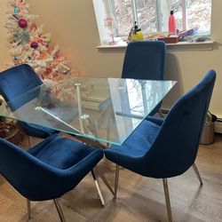Royal Blue Velvet Dining Set