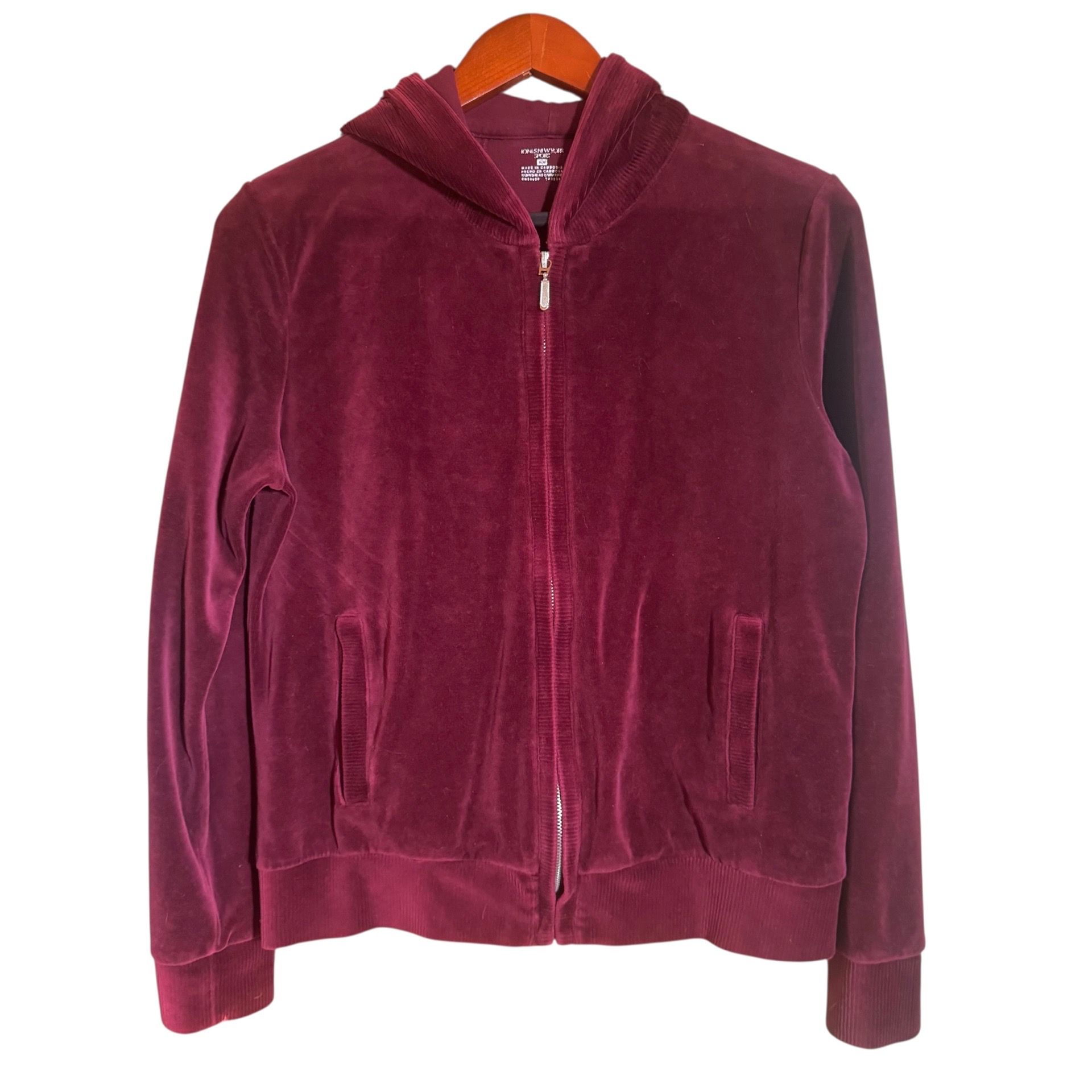 Soft Zip-Up Hoodie Jacket With Hood Full Zip Soft Stretch Knit Medium Weight Size MM