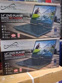 14" portable DVD/ CD/ TV/ Bluetooth/ USB/ SD card and remote Control.  Brand new