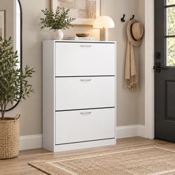 White 3-Door Shoe Storage Cabinet
