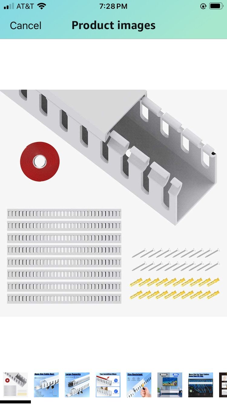 Open Slot Wiring Raceway Cable Duct, 123in Cable Management Channel Cord Track