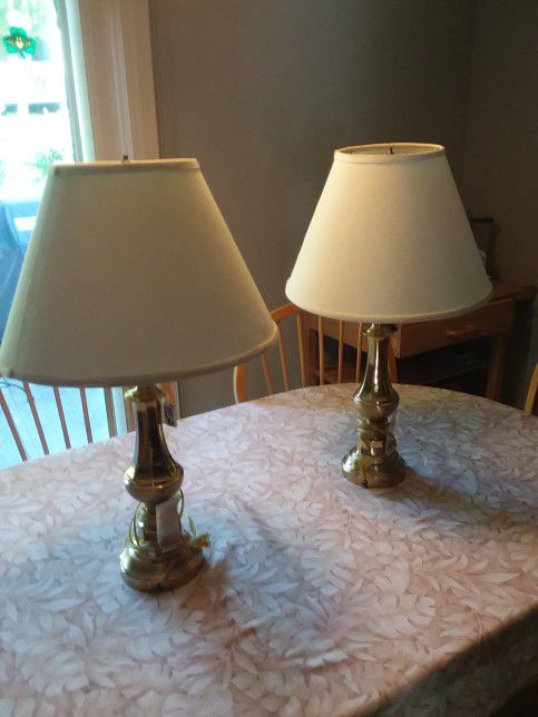 Brass Lamps (2) WITH SHADES