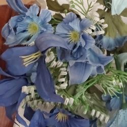 Set of Blue and White Fake Flowers