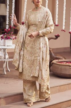 Gold Embroidered Straight Suit - Indian Outfit