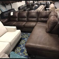 Navi Dark Coffee Sleeper Sectional With Chaise 💫 Brand New ✅