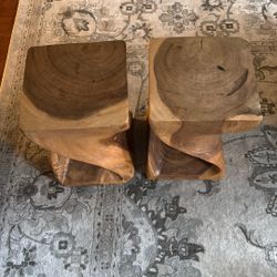 Real Acacia Wood Twist Bench