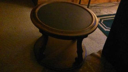Vintage marble and wood coffee table