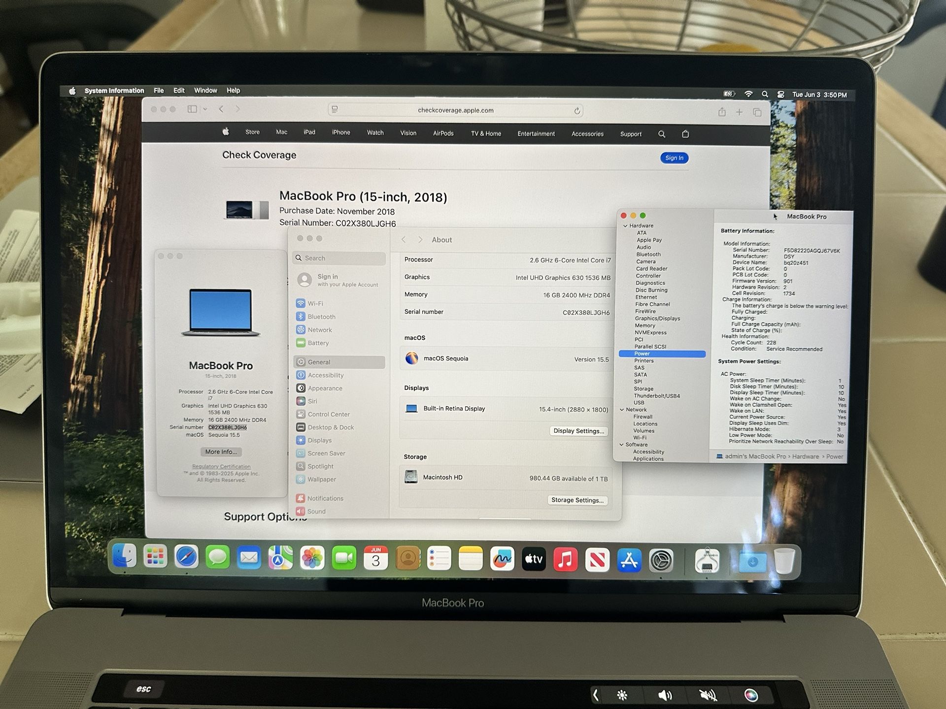 MacBook Pro 15” (2018) – i7 / 16GB RAM / 1TB SSD