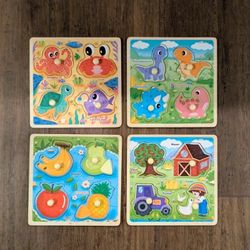Wooden Toddler Puzzles, 1 2 3 Years Old Learning Montessori Peg Puzzle Toy Set