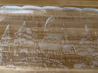 Vintage Mikasa Crystal Holiday Serving Platter - Frosted Winter Cabin 🎄