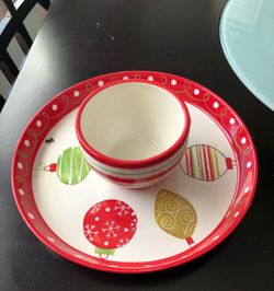 Reversible Christmas chip/dip , cake plate