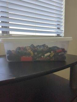Small Storage Bin of Toy Cars (90 Cars)