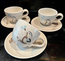 Red Wing Pottery 1950’s Bob White 3 Cups& Sauces