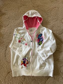 Disney Parks Mickey Mouse sorcerer White Hoodie Sweatshirt color: White Pink Size : L