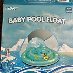 Baby Pool Float with UPF50+ Sun Protection Canopy and Toy Play Console for Infant, Toddler, Adjustable Safety Seat for 3-36 Months  FIVE-POINT safety 