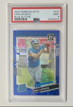 2023 PANINI DONRUSS OPTIC #237 SAM LAPORTA BLUE GLITTER PSA 9